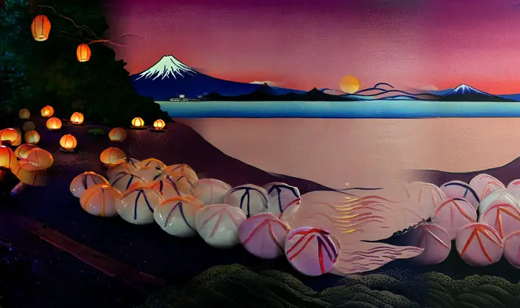Ukiyo-e waves at dawn